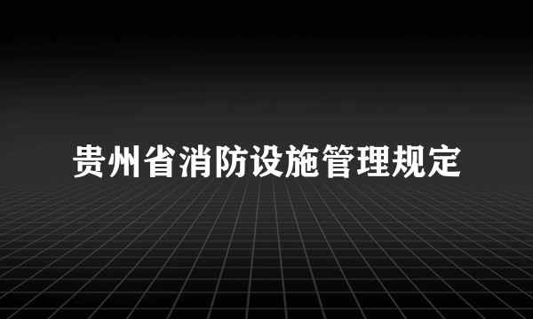 贵州省消防设施管理规定