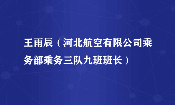 王雨辰（河北航空有限公司乘务部乘务三队九班班长）