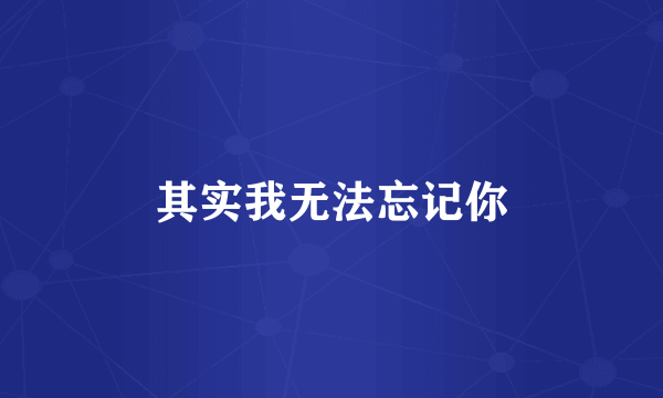其实我无法忘记你