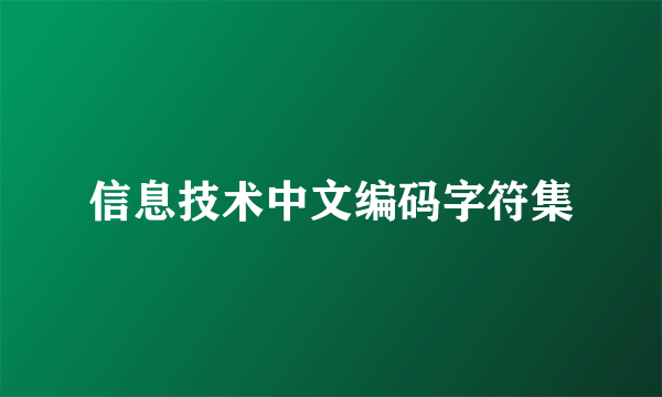 信息技术中文编码字符集