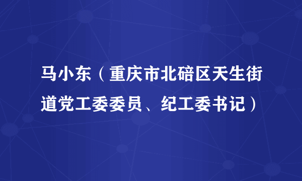 马小东（重庆市北碚区天生街道党工委委员、纪工委书记）