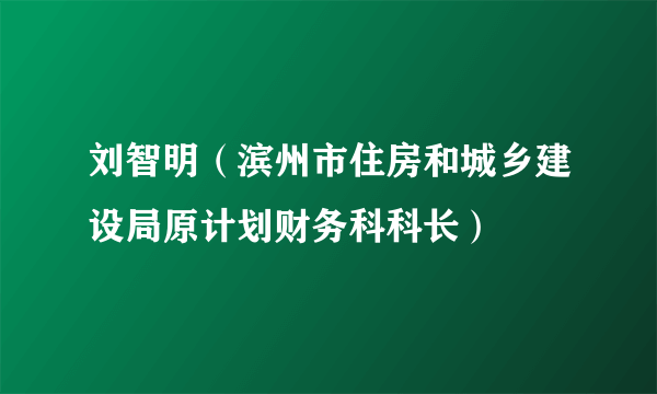 刘智明（滨州市住房和城乡建设局原计划财务科科长）