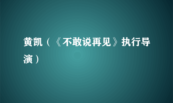 黄凯（《不敢说再见》执行导演）