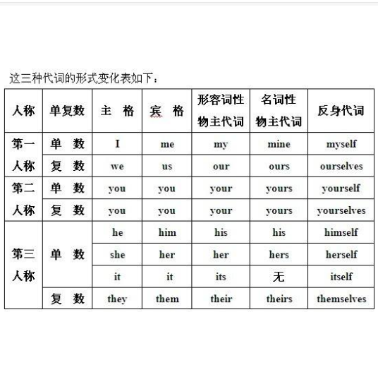 形容词性物主代词