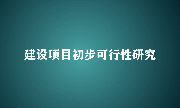建设项目初步可行性研究