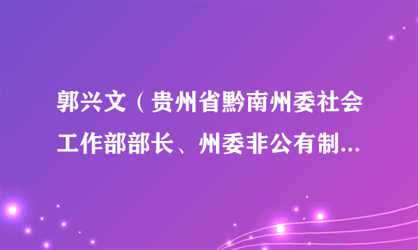 郭兴文（贵州省黔南州委社会工作部部长、州委非公有制经济组织和社会组织工作委员会书记）