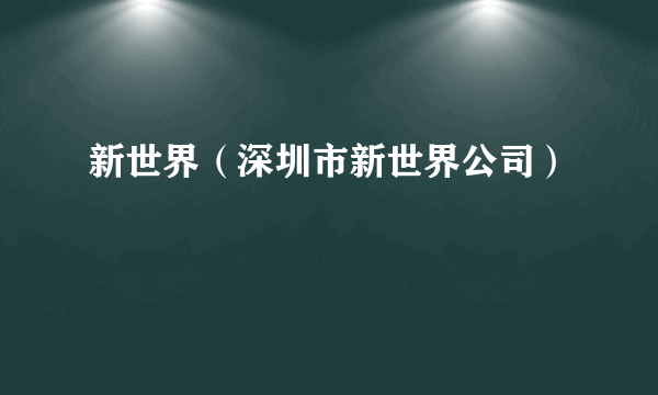 新世界（深圳市新世界公司）