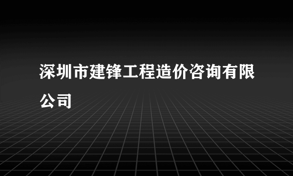 深圳市建锋工程造价咨询有限公司