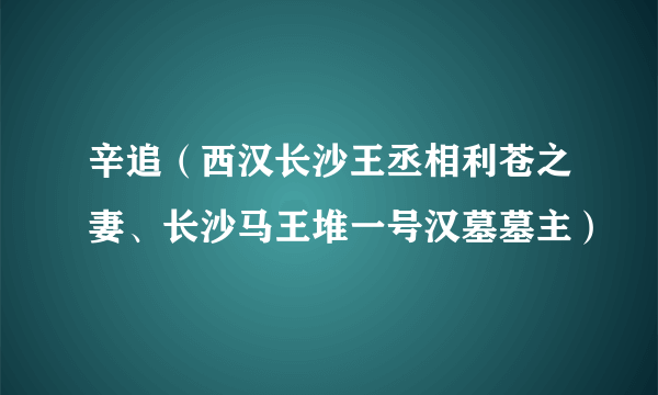 辛追（西汉长沙王丞相利苍之妻、长沙马王堆一号汉墓墓主）