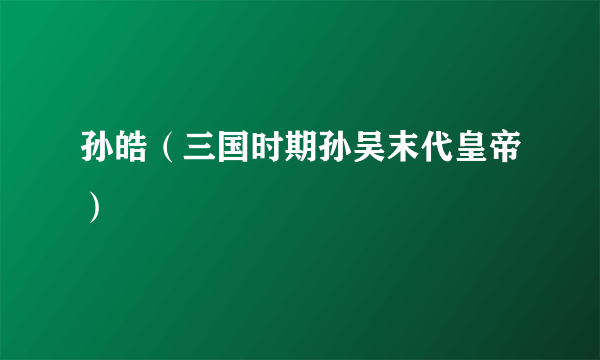 孙皓（三国时期孙吴末代皇帝）