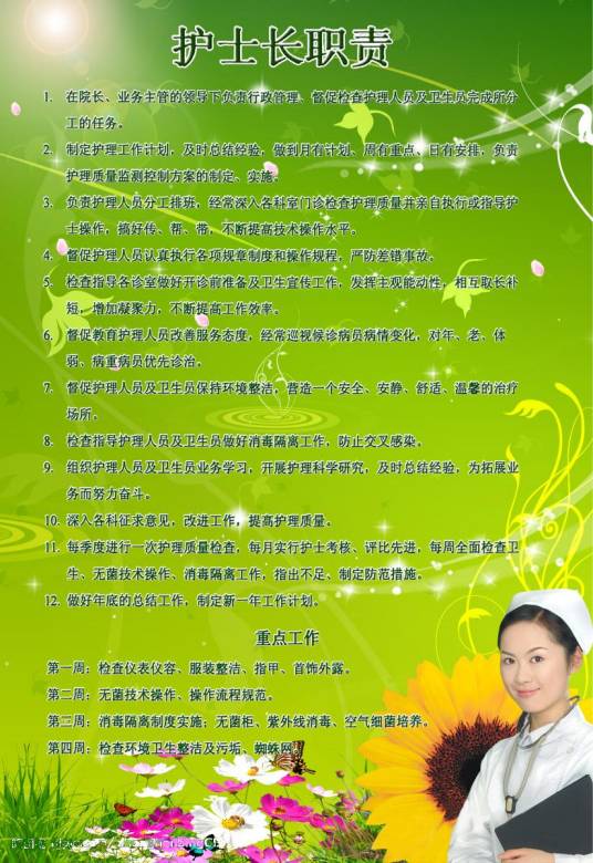 护士长（医院护理队伍中的基层管理者和组织者）