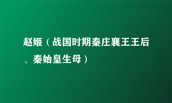 赵姬（战国时期秦庄襄王王后、秦始皇生母）