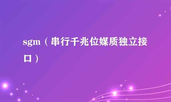 sgm（串行千兆位媒质独立接口）