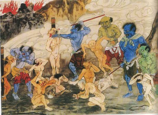 十八层地狱（神话中惩罚死后灵魂的地方）