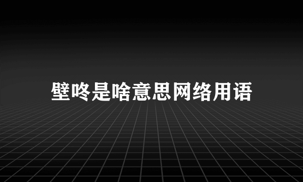 壁咚是啥意思网络用语