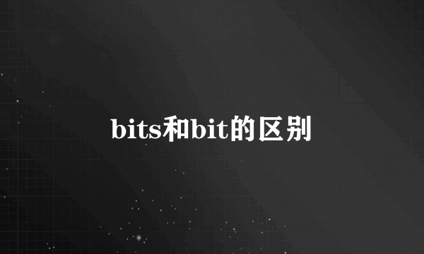 bits和bit的区别