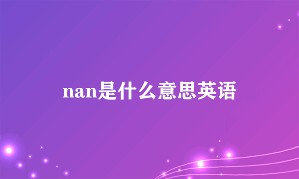 nan是什么意思英语