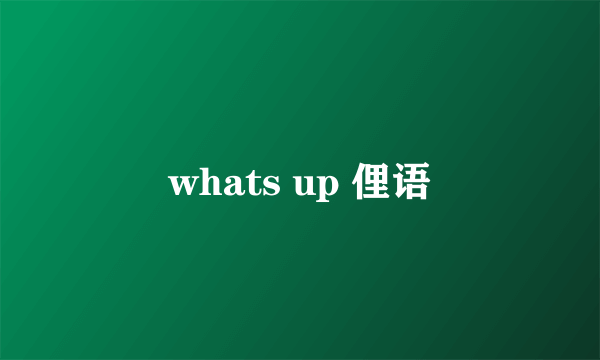 whats up 俚语