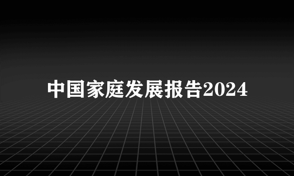 中国家庭发展报告2024