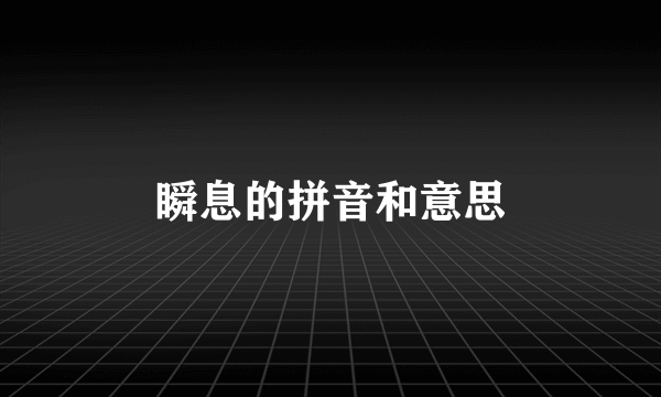 瞬息的拼音和意思