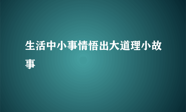 生活中小事情悟出大道理小故事