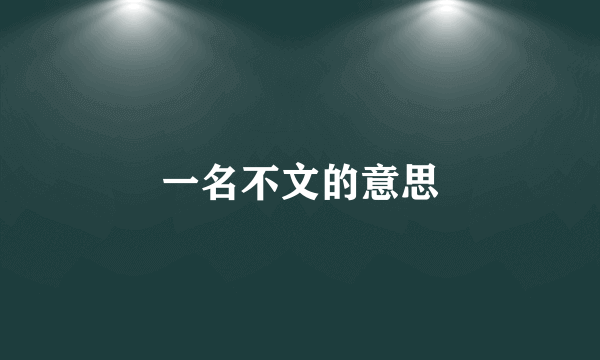 一名不文的意思