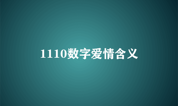 1110数字爱情含义