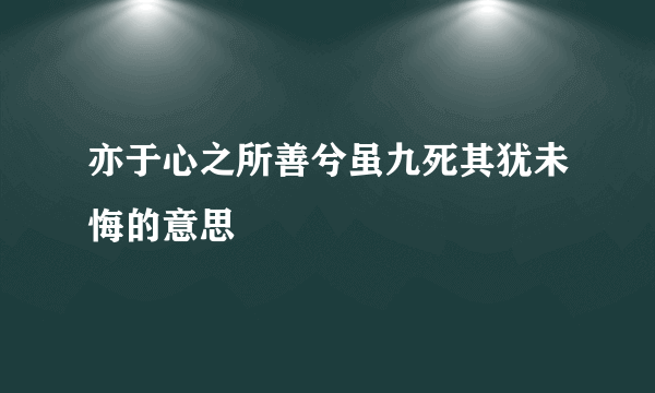 亦于心之所善兮虽九死其犹未悔的意思