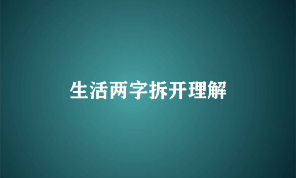 生活两字拆开理解