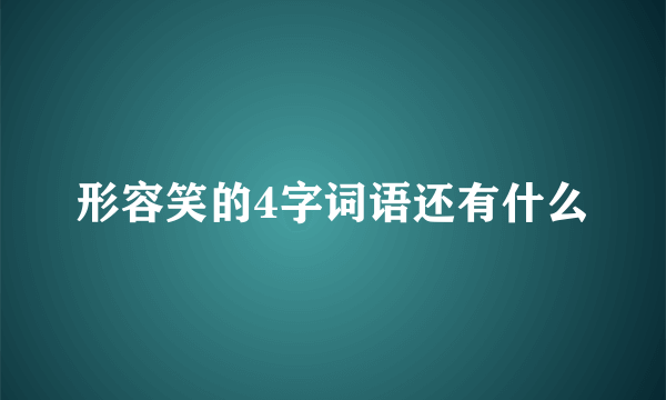 形容笑的4字词语还有什么