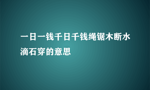一日一钱千日千钱绳锯木断水滴石穿的意思