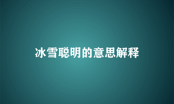 冰雪聪明的意思解释
