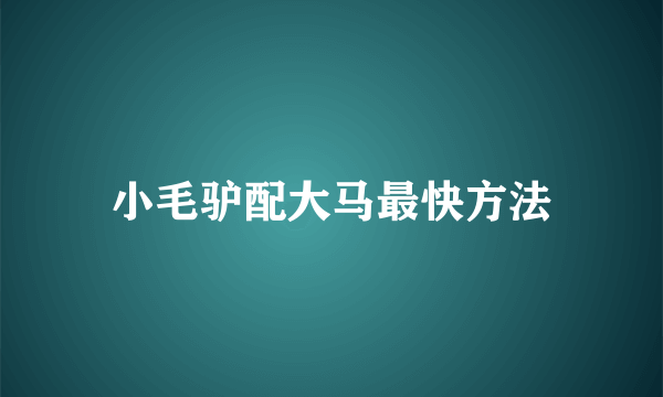 小毛驴配大马最快方法