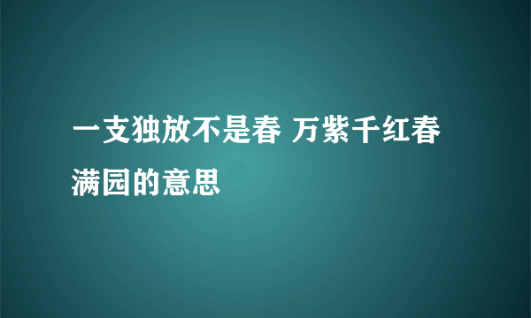 一支独放不是春 万紫千红春满园的意思