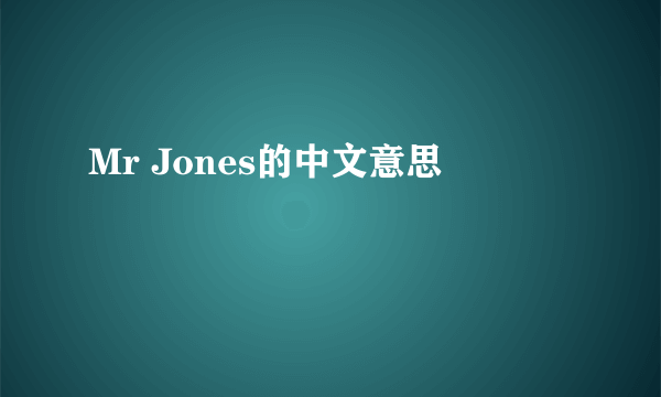 Mr Jones的中文意思
