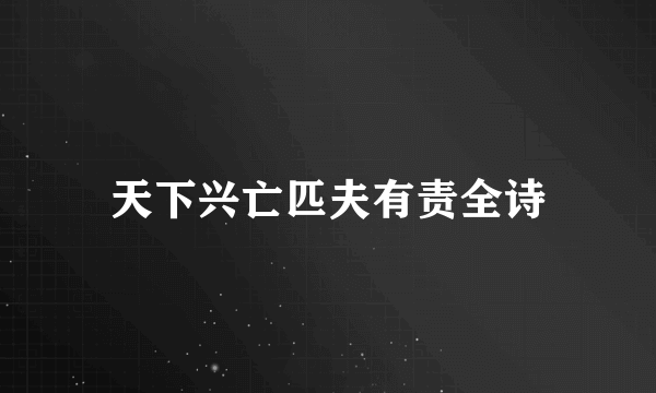 天下兴亡匹夫有责全诗