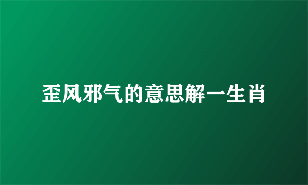 歪风邪气的意思解一生肖