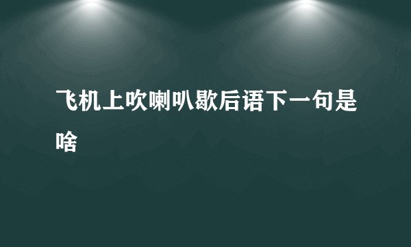 飞机上吹喇叭歇后语下一句是啥