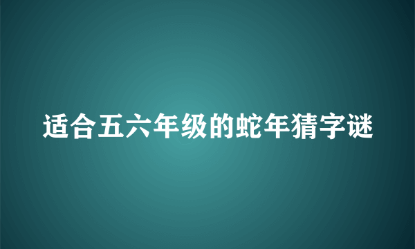 适合五六年级的蛇年猜字谜