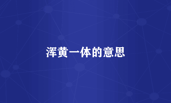 浑黄一体的意思