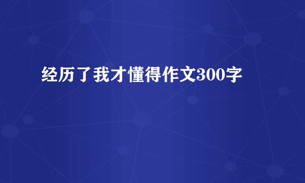 经历了我才懂得作文300字