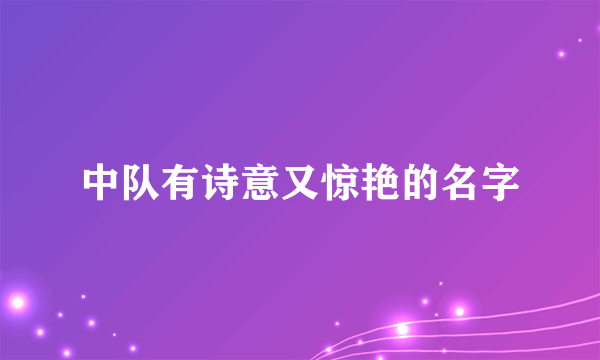 中队有诗意又惊艳的名字