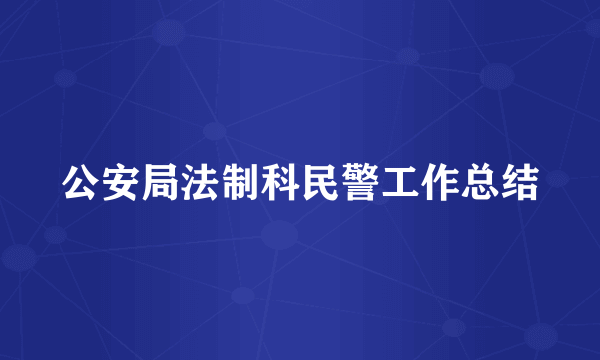 公安局法制科民警工作总结