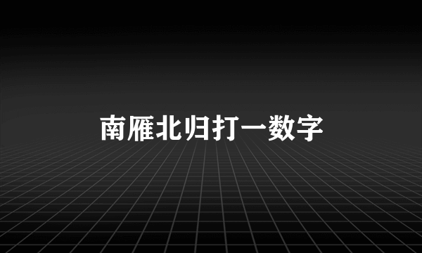 南雁北归打一数字