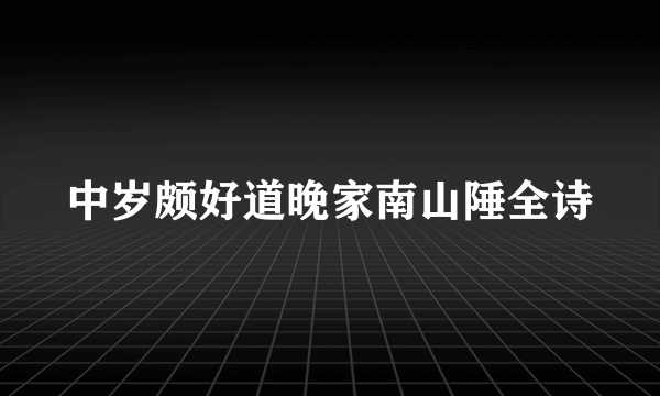 中岁颇好道晚家南山陲全诗