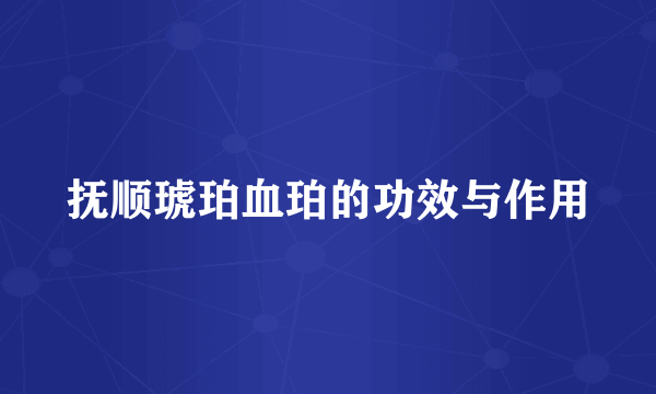 抚顺琥珀血珀的功效与作用