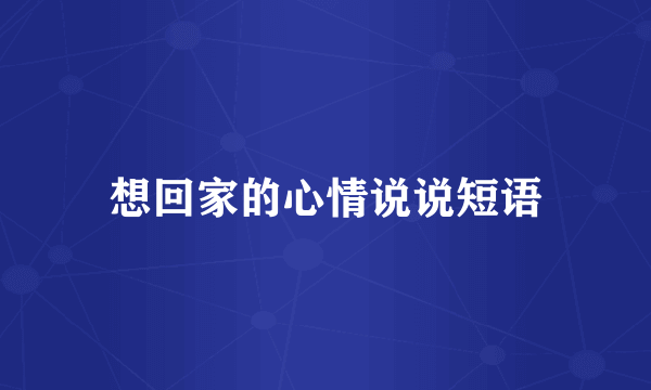 想回家的心情说说短语
