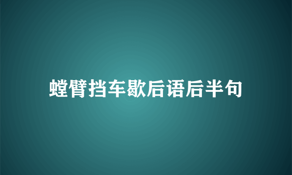 螳臂挡车歇后语后半句