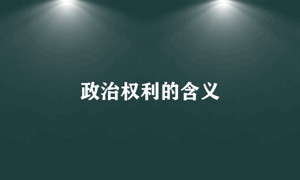 政治权利的含义
