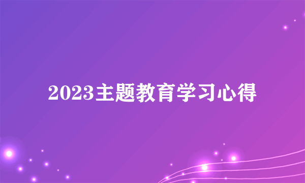 2023主题教育学习心得